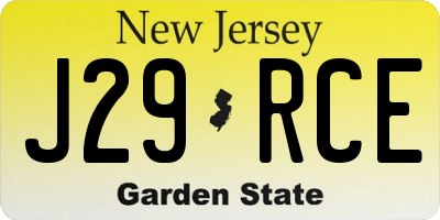 NJ license plate J29RCE