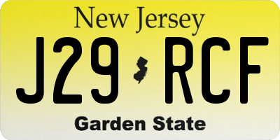 NJ license plate J29RCF