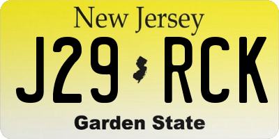 NJ license plate J29RCK