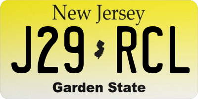 NJ license plate J29RCL