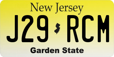 NJ license plate J29RCM