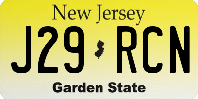 NJ license plate J29RCN