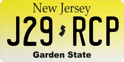 NJ license plate J29RCP