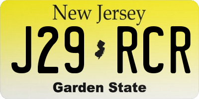 NJ license plate J29RCR