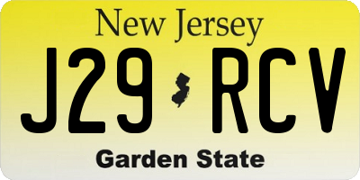 NJ license plate J29RCV