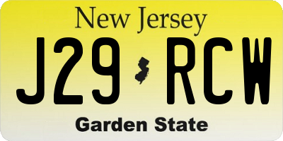 NJ license plate J29RCW