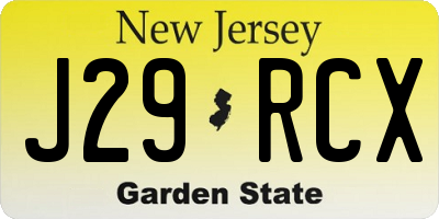 NJ license plate J29RCX