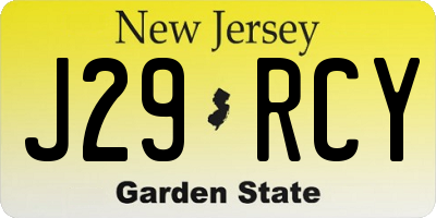 NJ license plate J29RCY