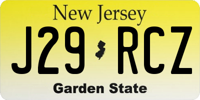 NJ license plate J29RCZ
