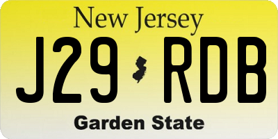 NJ license plate J29RDB
