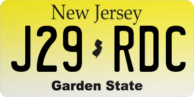 NJ license plate J29RDC