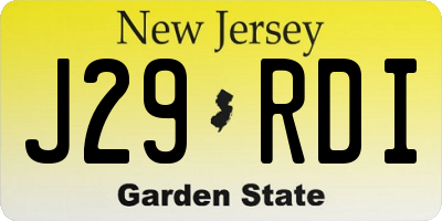 NJ license plate J29RDI