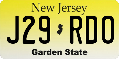 NJ license plate J29RDO