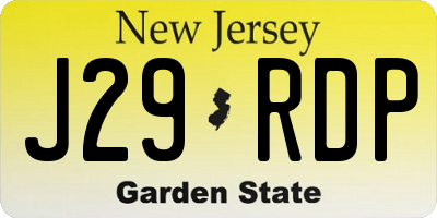 NJ license plate J29RDP