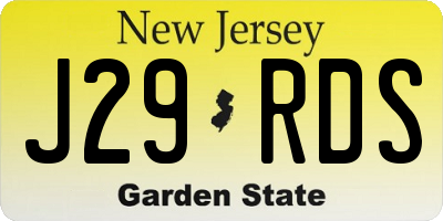 NJ license plate J29RDS