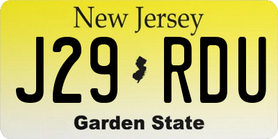 NJ license plate J29RDU