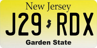 NJ license plate J29RDX