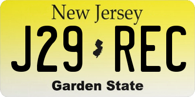 NJ license plate J29REC
