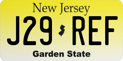 NJ license plate J29REF