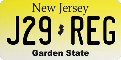 NJ license plate J29REG