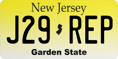 NJ license plate J29REP