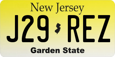 NJ license plate J29REZ