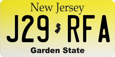 NJ license plate J29RFA