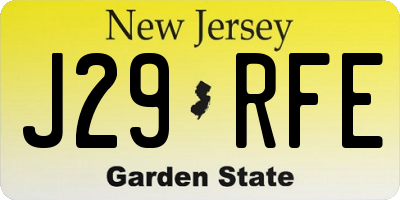 NJ license plate J29RFE