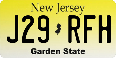 NJ license plate J29RFH