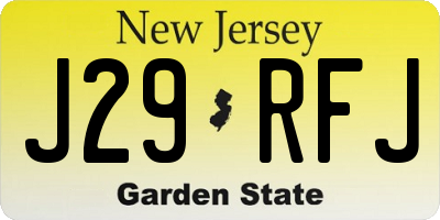 NJ license plate J29RFJ
