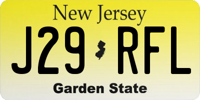 NJ license plate J29RFL