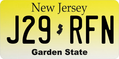 NJ license plate J29RFN