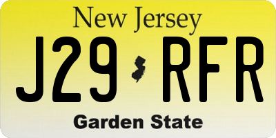 NJ license plate J29RFR