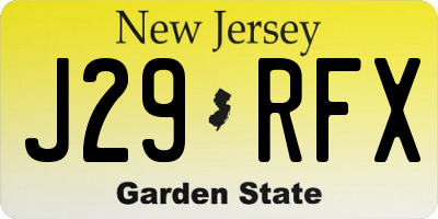 NJ license plate J29RFX