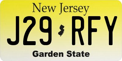 NJ license plate J29RFY