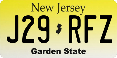 NJ license plate J29RFZ