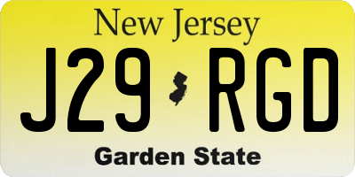 NJ license plate J29RGD