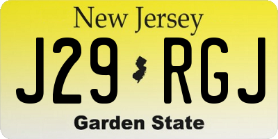 NJ license plate J29RGJ