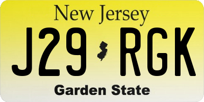 NJ license plate J29RGK