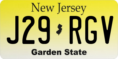 NJ license plate J29RGV