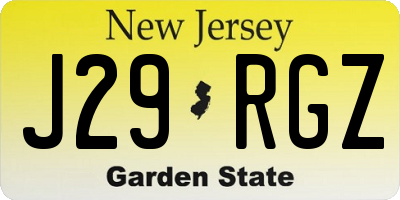NJ license plate J29RGZ