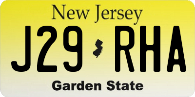 NJ license plate J29RHA