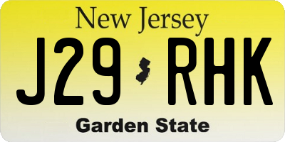 NJ license plate J29RHK