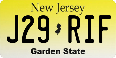 NJ license plate J29RIF
