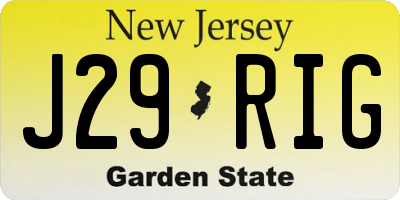 NJ license plate J29RIG