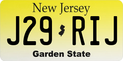NJ license plate J29RIJ
