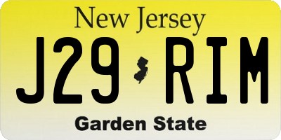 NJ license plate J29RIM