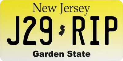 NJ license plate J29RIP