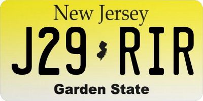 NJ license plate J29RIR