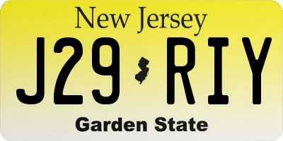 NJ license plate J29RIY
